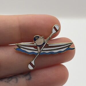 Vintage 1992 Barcelona Summer Olympics Cobi Mascot Kayaking Event Lapel Hat Pin
